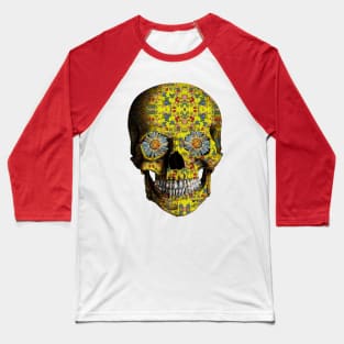 Yellow Flower Skull V.2 Baseball T-Shirt